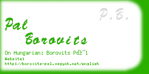 pal borovits business card